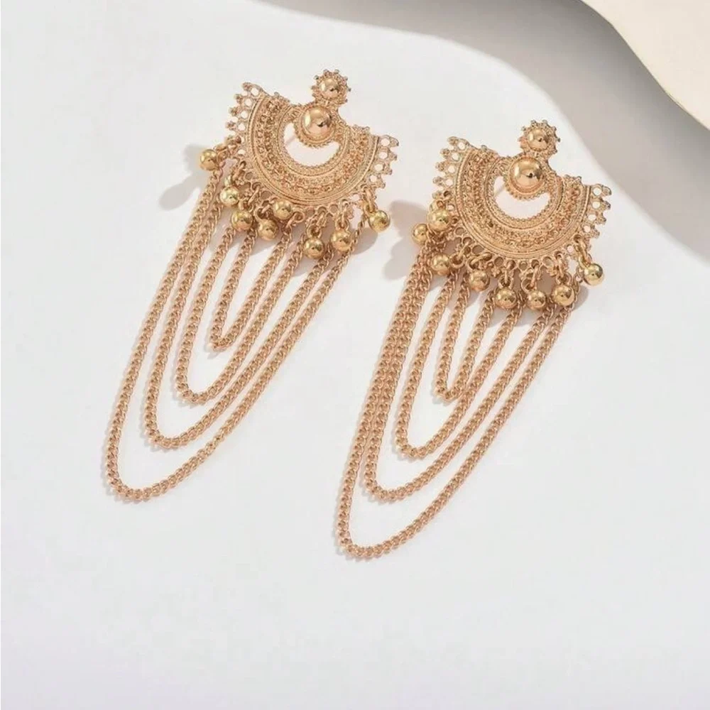 Aurora Cascade Gold Chain Fringe Earrings